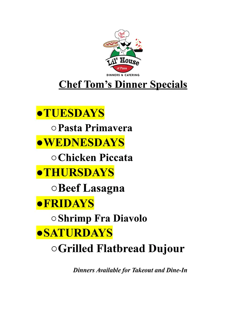 Chef Tom's Dinner Specials